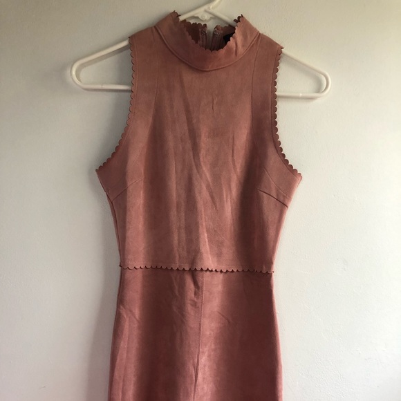 BABY PINK FELT PENCIL DRESS - Picture 1 of 4